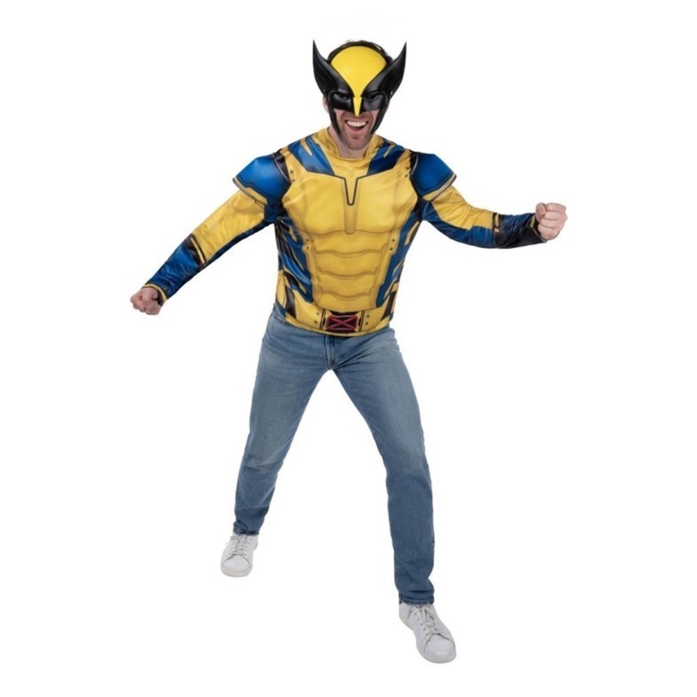 NWT Marvel Deadpool & Wolverine Men’s Halloween Costume Apparel Top & Mask S/M